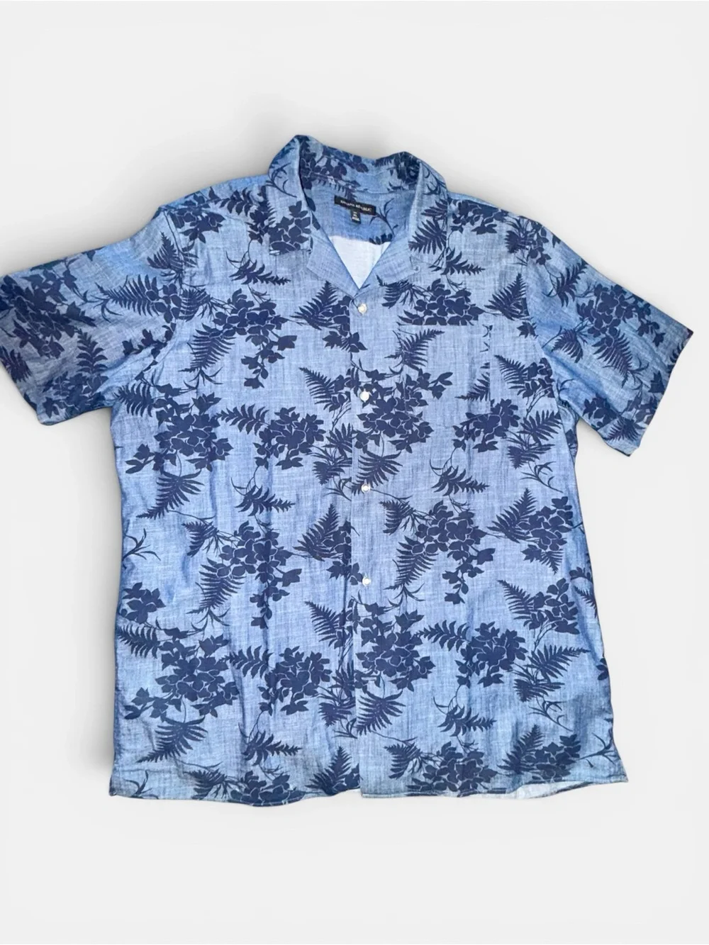 Banana Republic Blue Tropical Print Short Sleeve Shirt